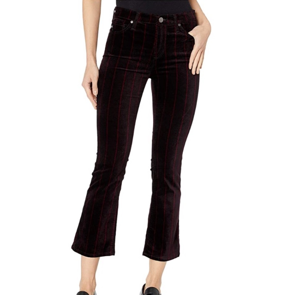 AG Adriano Goldschmied Jodi Crop in Delos Stripe/Port Wine/Magenta Margot